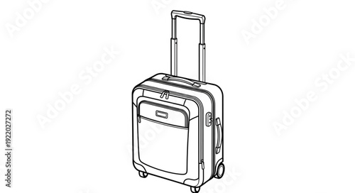 Rolling suitcase with handle extended, ready for travel adventures and journeys.