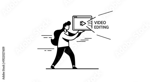 A person holding a screen with the text 'Video Editing' displayed, symbolizing the process of creating and editing video content for various media platforms and digital storytelling applications