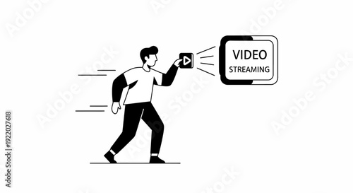 Abstract illustration of a person actively engaged in digital content consumption, reflecting the modern trend of video streaming and online media engagement
