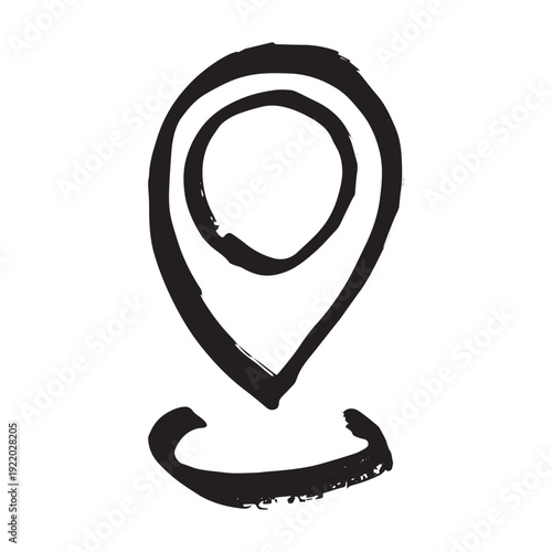 Hand drawn map pin Map marker pointer sign GPS and mapping tools Location pin symbol Pinpoint clipart in doodle style Single element for web, design