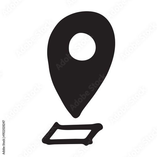 Hand drawn map pin Map marker pointer sign GPS and mapping tools Location pin symbol Pinpoint clipart in doodle style Single element for web, design