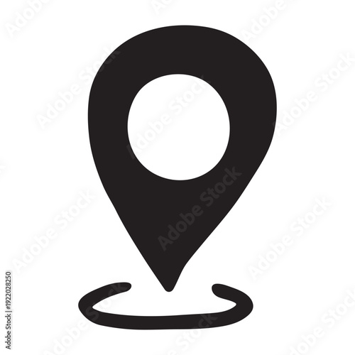 Hand drawn map pin Map marker pointer sign GPS and mapping tools Location pin symbol Pinpoint clipart in doodle style Single element for web, design