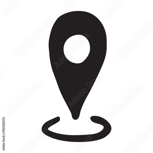 Hand drawn map pin Map marker pointer sign GPS and mapping tools Location pin symbol Pinpoint clipart in doodle style Single element for web, design