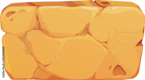 Ancient Egypt game sandstone tablet game icon, Egyptian treasure asset. Cartoon vector old, textured, rectangular stone plate, block, piece of wall, ruins or brick with soft desert color and cracks