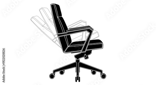 Office chair illustration showing adjustable backrest and armrests for comfort and support.