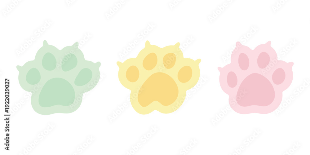 Obraz premium Set of hand drawn cute cat's paw Cat, dog, animal, pet, puppy, bear, wolf, tiger paw clipart in doodle style For print, web, design, decor, greeting cards, children's prints