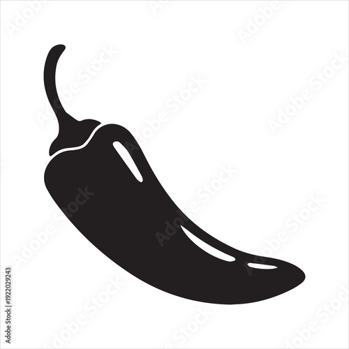 Chili Pepper Silhouette Vector Icon – Spicy Vegetable Illustration