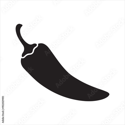 Chili Pepper Silhouette Vector Icon – Spicy Vegetable Illustration