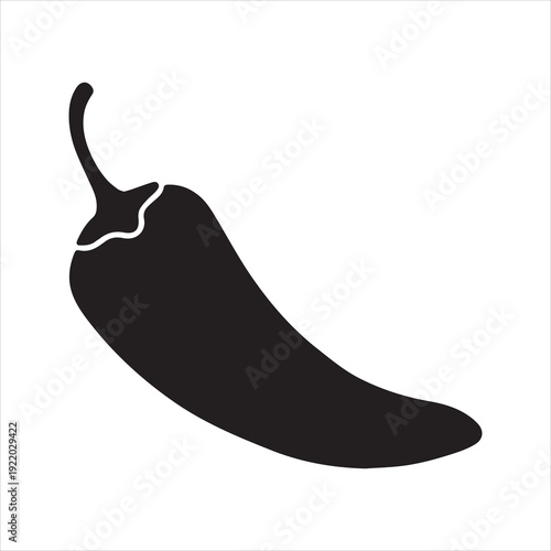 Chili Pepper Silhouette Vector Icon – Spicy Vegetable Illustration