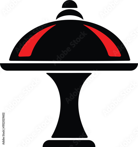 Cloche dish cover on stand for food presentation in restaurant or formal dining setting  serving utensil
