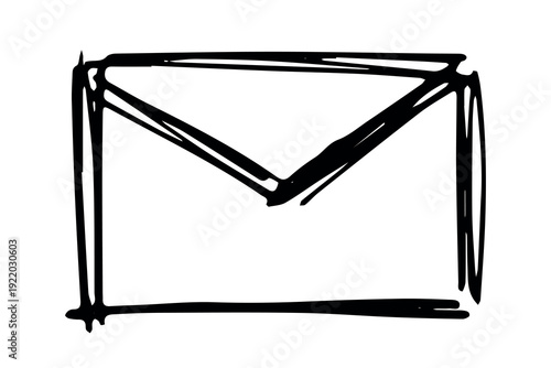 Hand drawn envelope with letter inside Mail and correspondence doodle Love, communication, invitation Single element for design, print, decor