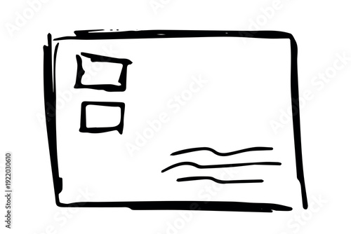 Hand drawn envelope with letter inside Mail and correspondence doodle Love, communication, invitation Single element for design, print, decor