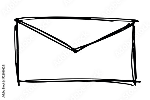 Hand drawn envelope with letter inside Mail and correspondence doodle Love, communication, invitation Single element for design, print, decor