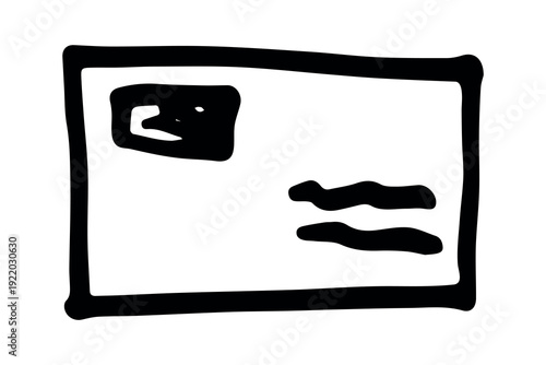 Hand drawn envelope with letter inside Mail and correspondence doodle Love, communication, invitation Single element for design, print, decor