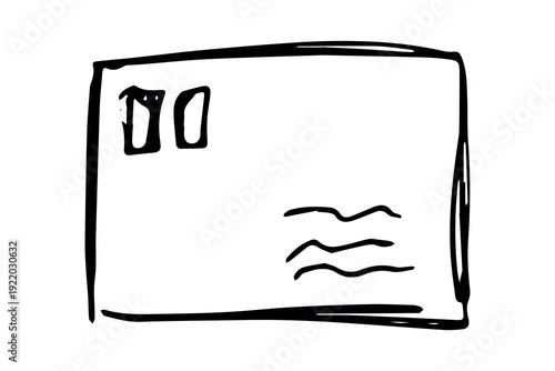 Hand drawn envelope with letter inside Mail and correspondence doodle Love, communication, invitation Single element for design, print, decor