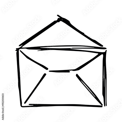 Hand drawn envelope with letter inside Mail and correspondence doodle Love, communication, invitation Single element for design, print, decor