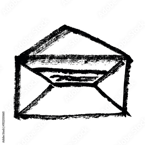 Hand drawn envelope with letter inside Mail and correspondence doodle Love, communication, invitation Single element for design, print, decor