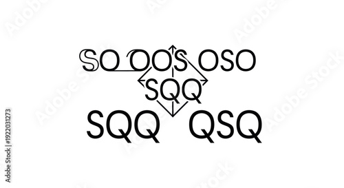 Abstract typographic symbols and letters on white background