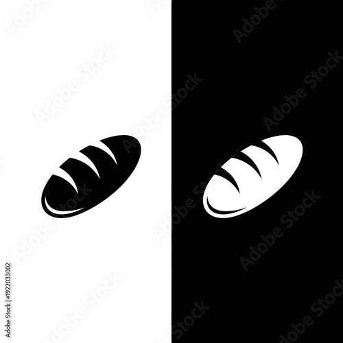 Simple Loaf of Bread Icon in Black and White.