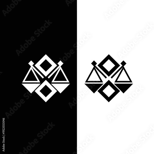 Geometric Scales of Justice Symbol Abstract Design.