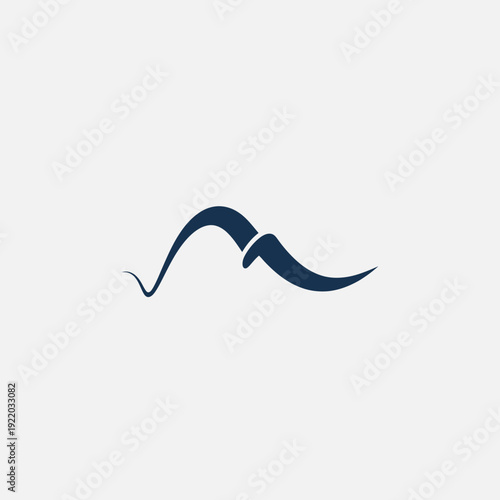 Abstract dark blue flowing shape with a knot in the middle.