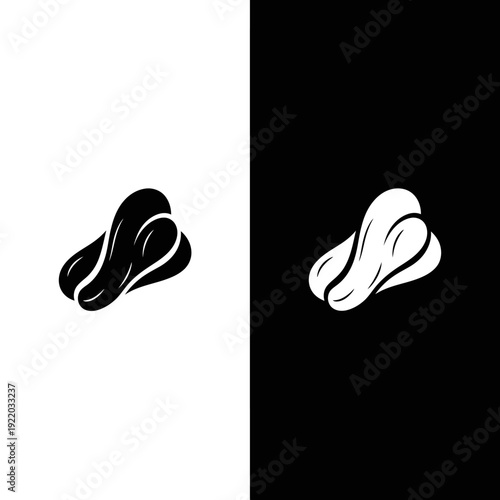 Two stylized sanitary pads one black and one white.