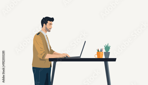 young man working on laptop