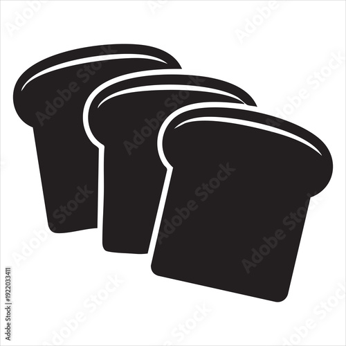 A simple depiction of sliced bread in a dark bold graphic style silhouette Adobe Illustrator Artwork
