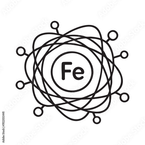 Web. Vector illustration. simple flat web icon. ferritin. molecule. symbol iron, anemia. Fe. medicine