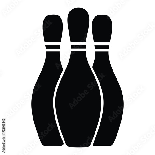 A striking graphic representation of three bowling pins in bold black a captivating silhouette Adobe Illustrator Artwork