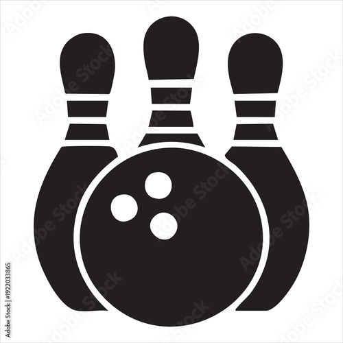  Minimalist bowling ball with three holes silhouette solid black vector icon for signage and app UI isolated on white Adobe Illustrator Artwork
