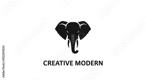 Modern Elephant Head Logo Design, Creative Abstract Animal Silhouette
