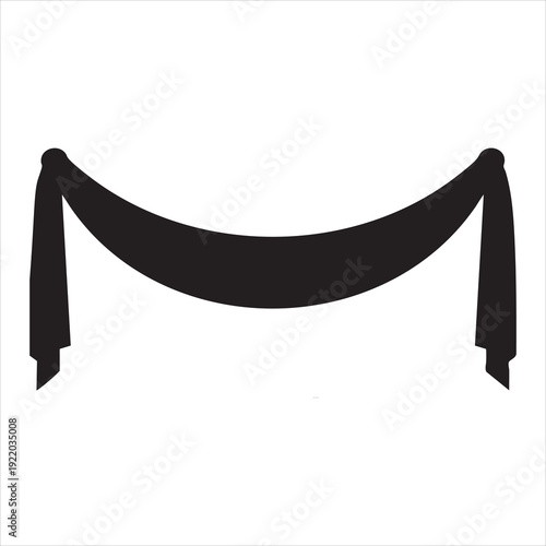 Black bunting banner or drape. Mourning period, funeral, memorial day concept. Vector icon for web design, app, print, sticker, and presentation Adobe Illustrator Artwork