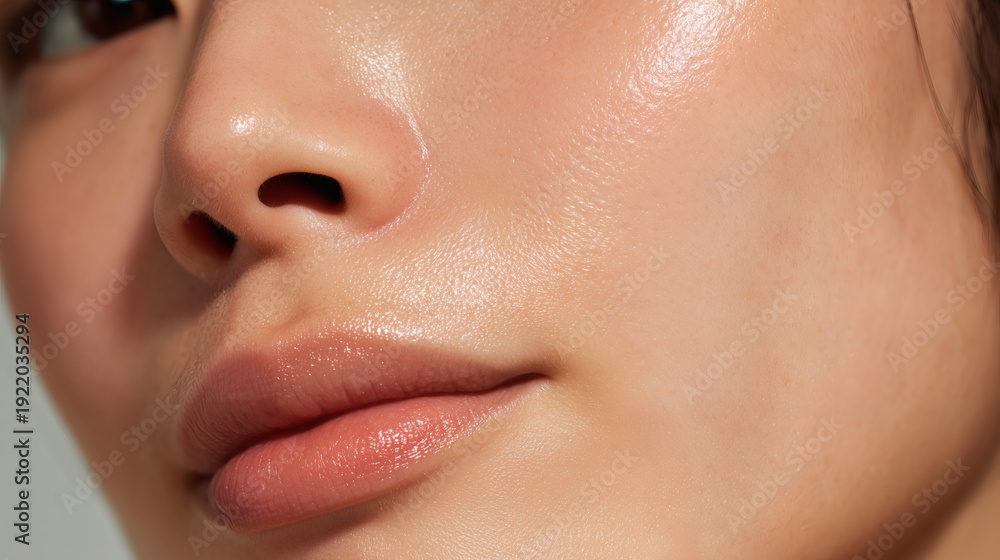 Fototapeta premium Close-up of hydrated and radiant skin