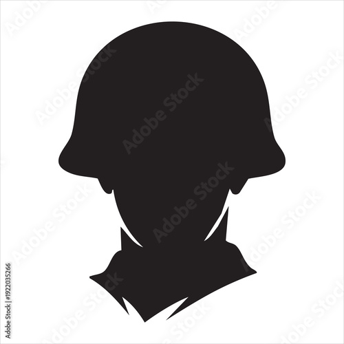 Soldier helmet with head icon silhouette vector illustration design on white background. Adobe Illustrator Artwork
