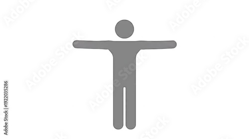 Minimalist Gray Human Figure Icon with Outstretched Arms for User Interface Design and Digital Applications