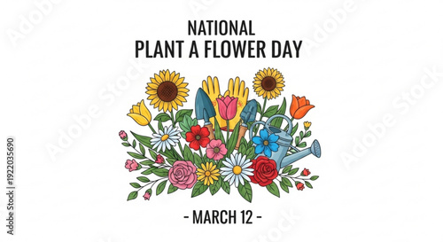 National plant a flower day on march 12 colorful floral bouquet