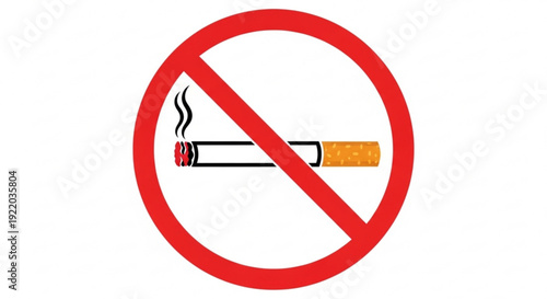 No smoking sign with red circle and cigarette prohibition symbol
