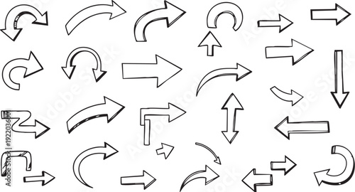 Comprehensive Hand-Drawn Arrow and Graphic Symbol Collection