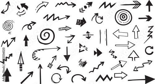 Comprehensive Hand-Drawn Arrow and Graphic Symbol Collection