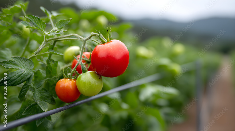custom made wallpaper toronto digitalRipe Red Tomatoes Growing On The Vine In A Field