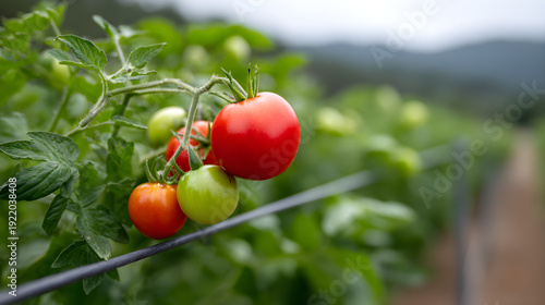 Wallpaper Mural Ripe Red Tomatoes Growing On The Vine In A Field Torontodigital.ca