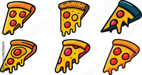 Cheesy Drip Delight | Playful Pizza Slice Cartoon Collection