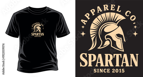 Spartan helmet apparel co. logo design with text since 2015