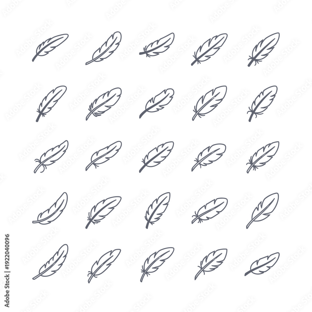 Obraz premium Minimalist Feather Outline Pattern for Seamless Design Background