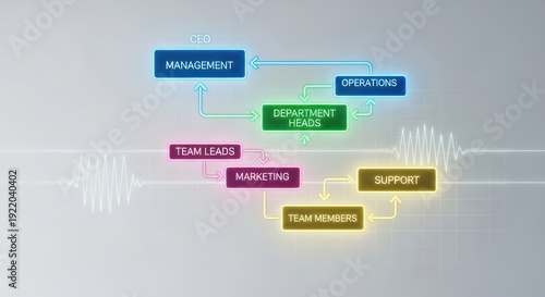 Business Process Flowchart with Management and Teamwork