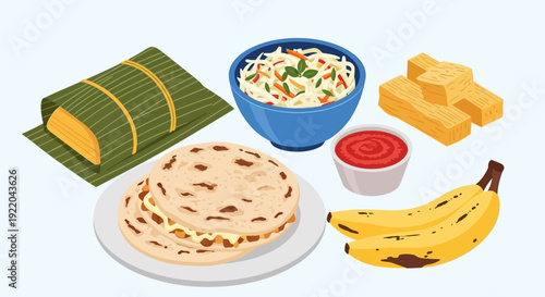 Assortment of Delicious Latin American Cuisine Food Items Artistically Arranged