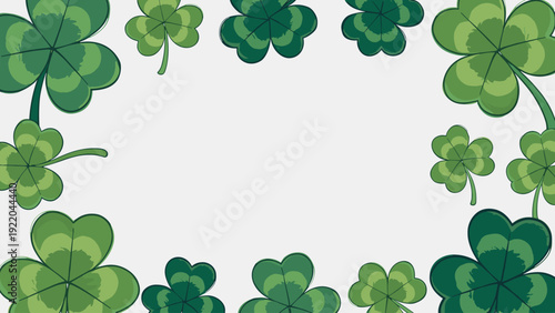 Green Clover Border Frame with Copy Space for St Patrick's Day