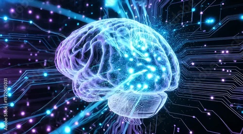 Concept of Artificial Intelligence Network Brain Connections Animation