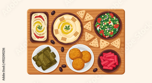 Delicious and Healthy Mediterranean Mezze Platter with Hummus and Falafel